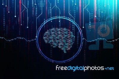 2d Illustration Abstract Digital Binary Data On Computer Screen Stock Image