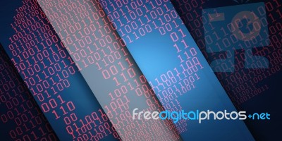 2d Illustration Abstract Digital Binary Data On Computer Screen Stock Image