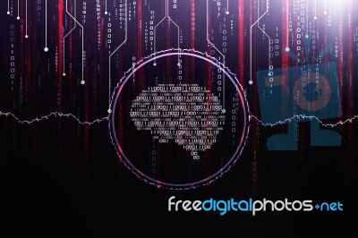 2d Illustration Abstract Digital Binary Data On Computer Screen Stock Image