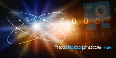 2d Illustration Abstract Futuristic Electronic Circuit Technology Background Stock Image