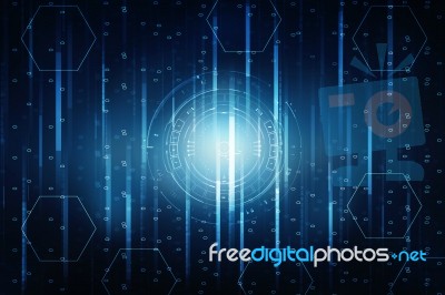 2d Illustration Abstract Futuristic Electronic Circuit Technology Background Stock Image