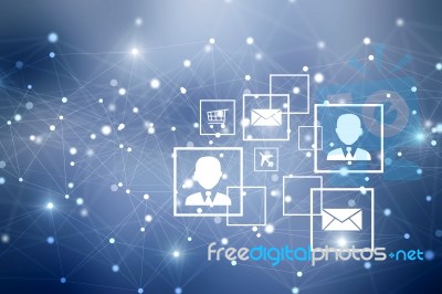 2d Illustration Business Network Concept Stock Image