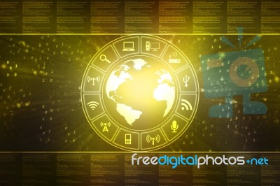 2d Illustration Globe Internet Connecting Stock Image