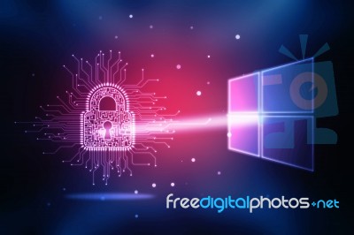 2d Illustration Safety Concept: Closed Padlock On Digital Background Stock Image