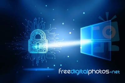 2d Illustration Safety Concept: Closed Padlock On Digital Background Stock Image