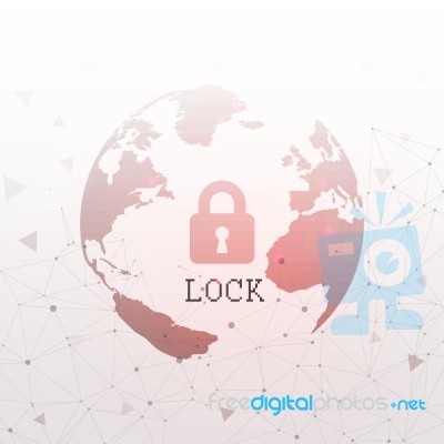 2d Illustration Safety Concept: Closed Padlock On Digital Background Stock Image