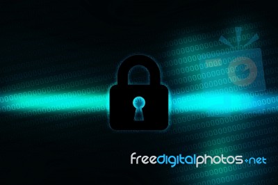 2d Illustration Safety Concept: Closed Padlock On Digital Background Stock Image