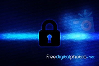 2d Illustration Safety Concept: Closed Padlock On Digital Background Stock Image