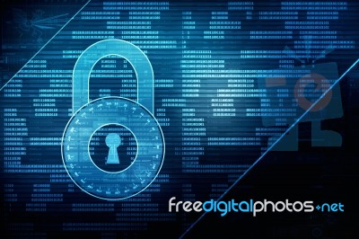 2d Illustration Safety Concept: Closed Padlock On Digital Background Stock Image