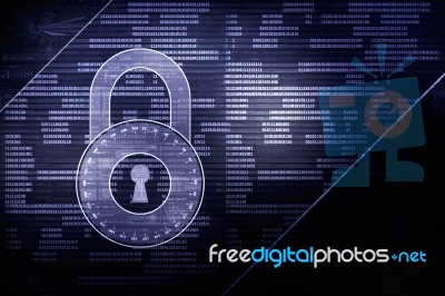 2d Illustration Safety Concept: Closed Padlock On Digital Background Stock Image