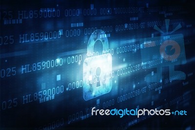 2d Illustration Safety Concept: Closed Padlock On Digital Background Stock Image