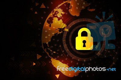 2d Illustration Safety Concept: Closed Padlock On Digital Background Stock Image