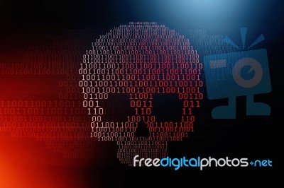 2d Rendering Digital Skull And Crossbones On Binary Code Stock Image