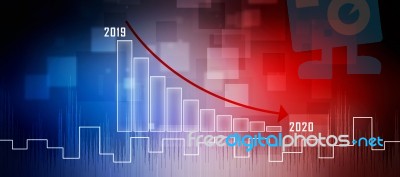 2d Rendering Stock Market Online Business Concept. Business Graph  Stock Image