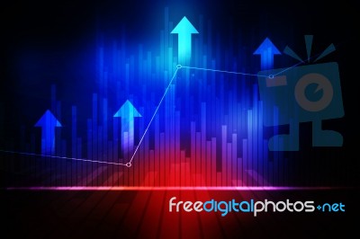 2d Rendering Stock Market Online Business Concept. Business Graph  Stock Image