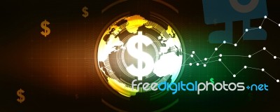 2d Rendering Usd Dollar Symbol Stock Image