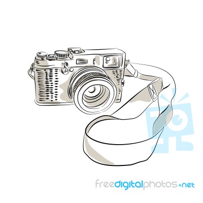 35mm Slr Film Camera Drawing Stock Image