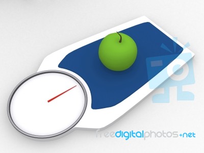 3d Apple On Weight Scale  Stock Image