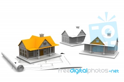 3d Architecture House Blue Print Plan Stock Image