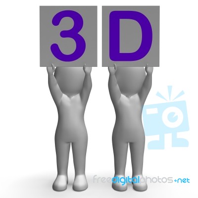 3d Banners Show Three-dimensional Printing Or Cinema Stock Image