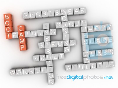 3d Boot Camp Word Cloud Concept Stock Image