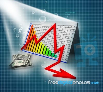 3d Business Decline Graph Stock Image