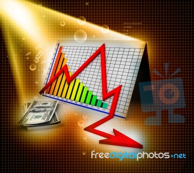 3d Business Decline Graph Stock Image