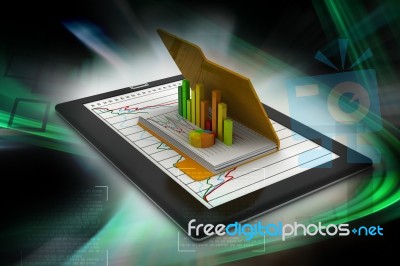 3d Business Graph And Chart In Folder Stock Image