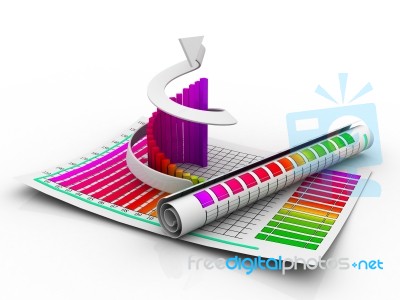 3d Business Growth Graph Stock Image