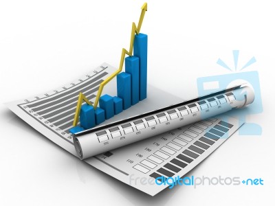 3d Business Growth Graph Stock Image