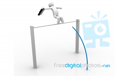 3d Business Man Pole-vaulting Stock Image