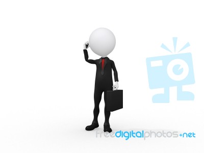 3d Business Man Talking Over Phone Stock Photo