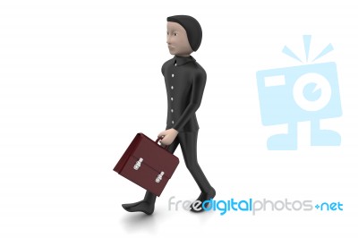 3d Business Man With Briefcase Stock Image