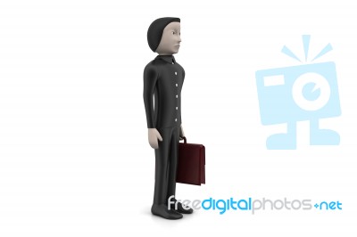 3d Business Man With Briefcase Stock Image