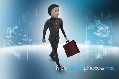 3d Business Man With Briefcase Stock Image