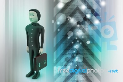 3d Business Man With Briefcase Stock Image