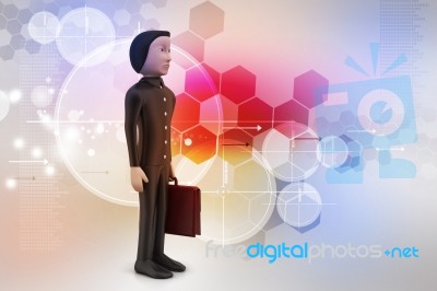 3d Business Man With Briefcase Stock Image