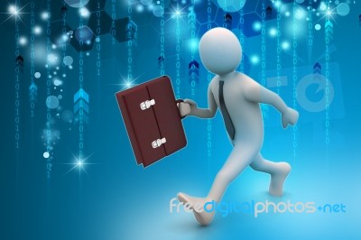 3d Business Man With Briefcase Stock Image