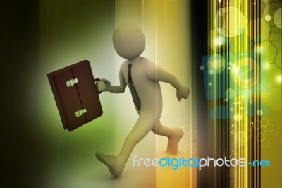 3d Business Man With Briefcase Stock Image