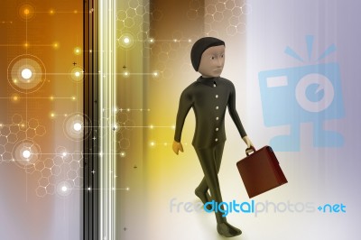 3d Business Man With Briefcase Stock Image