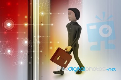 3d Business Man With Briefcase Stock Image