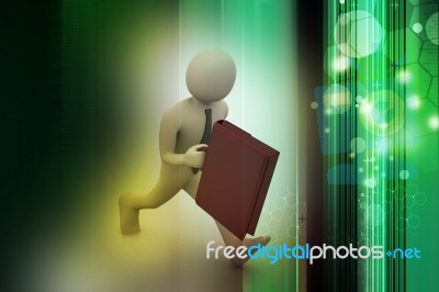 3d Business Man With Briefcase Stock Image