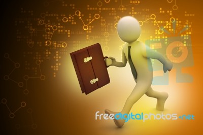 3d Business Man With Briefcase Stock Image