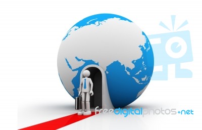 3d Business Man With  Earth Globe Stock Image