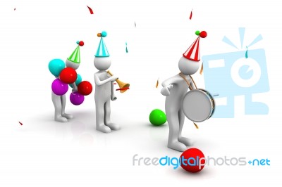 3d Business Men Celebrating A Birthday Stock Image