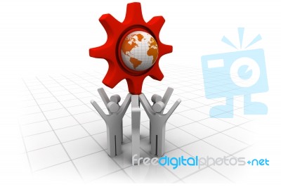 3d Business People Team With Globe Stock Image