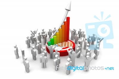 3d Business People With  Financial Graph Stock Image