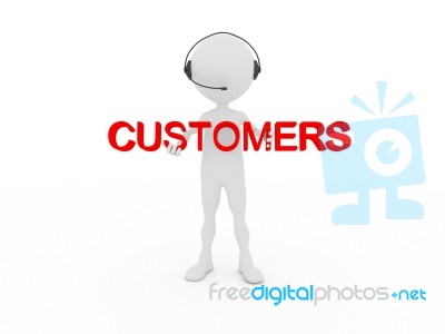 3d Call Center Man Stock Image