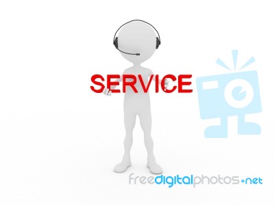 3d Call Center Man Stock Image