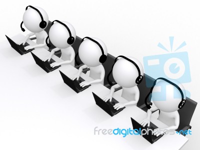 3d Call Center People Stock Photo